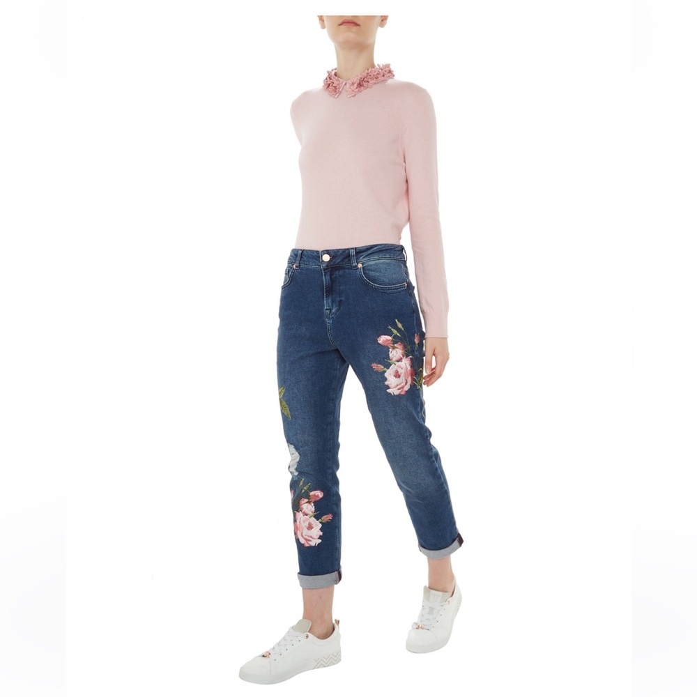 Ted Baker London Blue Floral Ankle Jeans